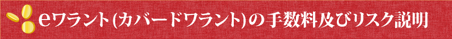 eワラント(カバードワラント)の手数料及びリスク説明